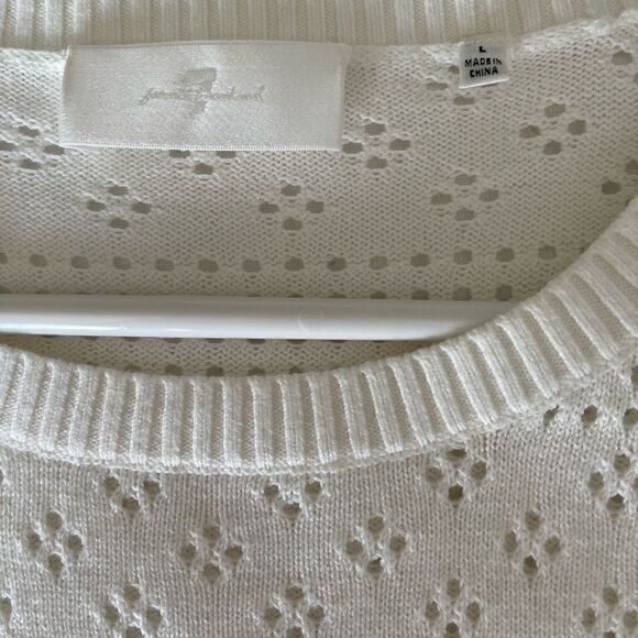 7 For All Mankind Pointelle Crewneck Top Large - Picture 5 of 11